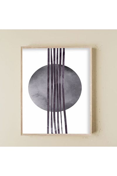MUNİKA Set de picturi din 3 piese cu forme abstracte cu rame din lemn