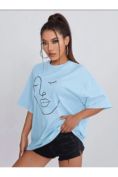 ALİKA Μπλουζάκι Unisex Oversize με γραμμικό πρόσωπο