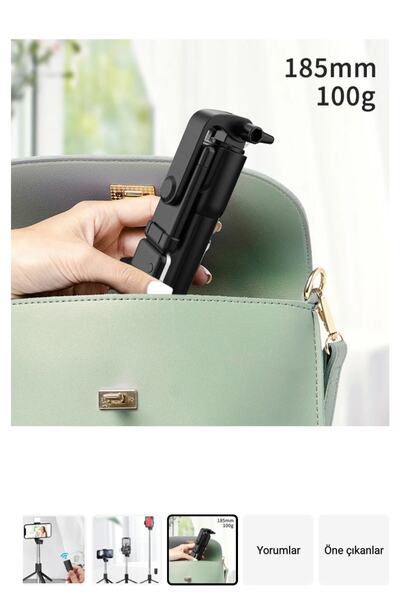 JUNGLEE Bluetooth Lu Led Işıklı Selfie Çubuğu Uzaktan Kumandalı Yatay Ve Dikey Kullanabilme Özçekim Tripod