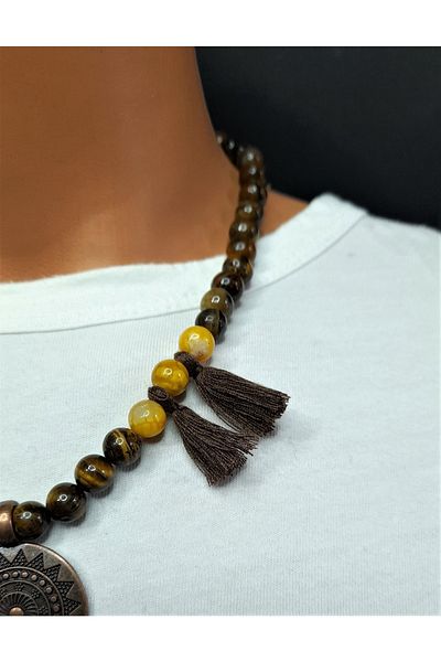 Asteria Elite Yellow Agate Tiger Necklace and Bracelet Set