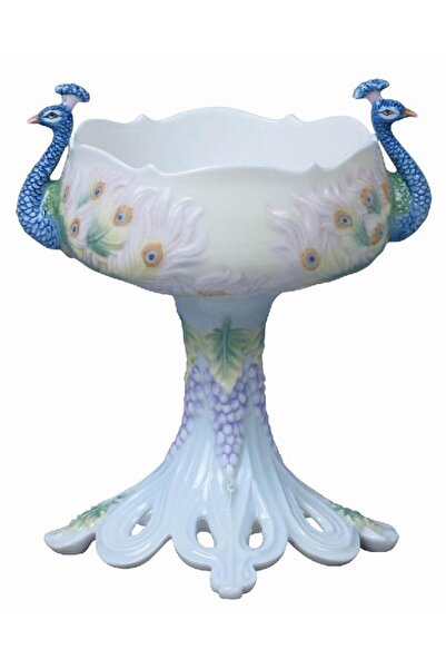 Wise طبق طاووس من البورسلين من فيرونيز، مقاس 11.5×11.5×16.5 سم، قطعة ديكور