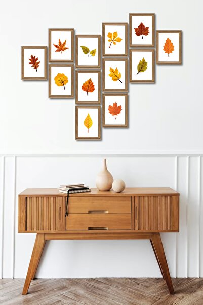 FourArts Set de pictură din lemn cu frunze în toamnă, 12 piese, pictură minim...