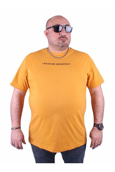 Starbattal Plus Size Crew Neck T-Shirt Algor Mortis 23173 Mustard