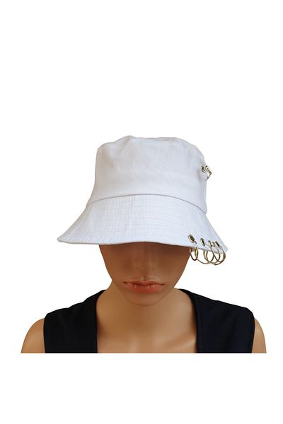 Ororabutik Καπέλο Fisherman Bucket με λευκό τρυπάνι και καρφίτσα