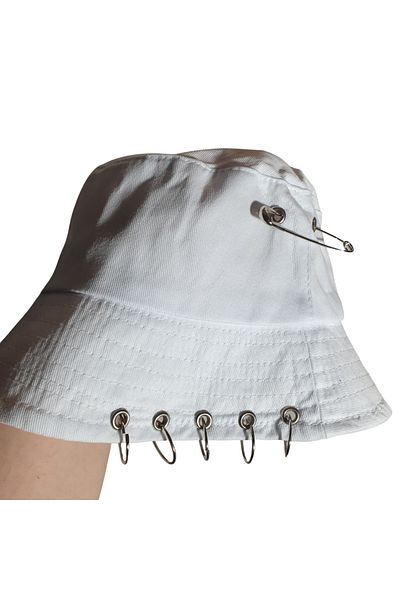 Ororabutik Καπέλο Fisherman Bucket με λευκό τρυπάνι και καρφίτσα