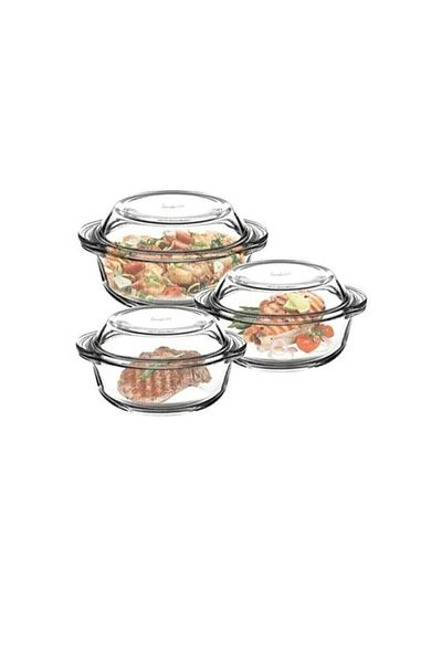 Paşabahçe Pasabahce (g4u) 3-Piece Borcam Storage-Oven Round Pot