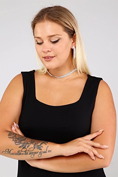 Seamoda Women's Plus Size Square Neck Thick Strap Casual Singlet