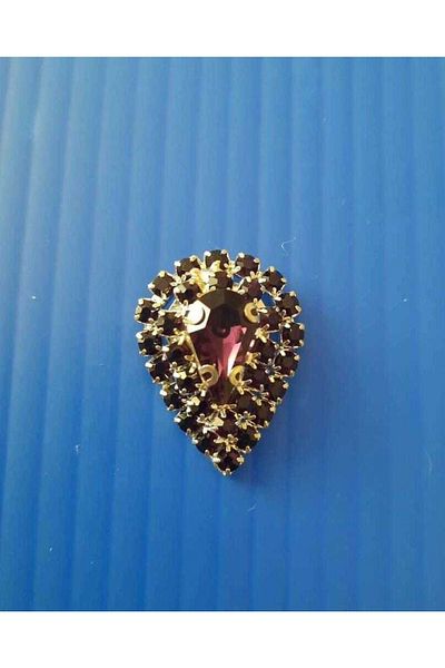 İMREN AKSESUAR 2.5 cm Metal Purple Button with Crystal Stones 2 Pieces