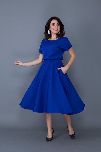 Bidoluelbise Rochie de damă, albastru, cu mânecă liliac, cu buzunar elastic în talie