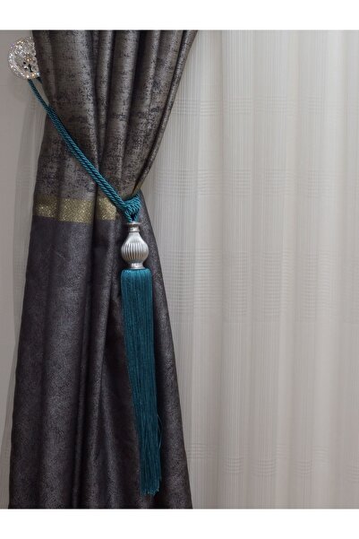 TİEBACK Fon Perde Yan Bağlama Kuka Braçol Petrol Mavisi