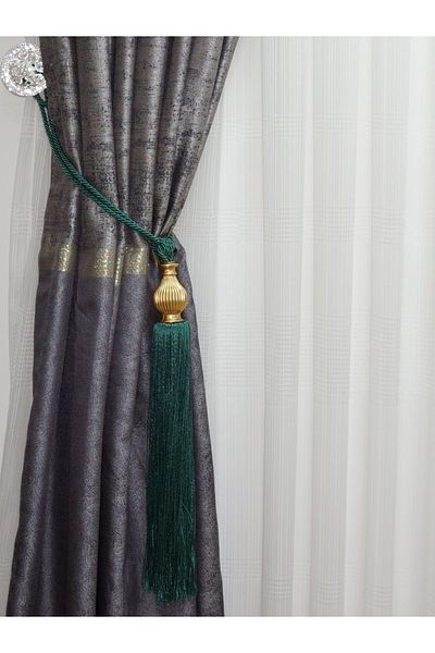 TİEBACK Κουρτίνα φόντου Πλαϊνή δέσιμο Kuka Braçol Emerald Green