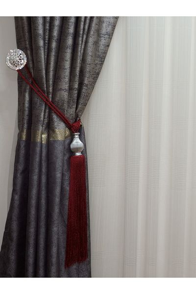 TİEBACK Background Curtain Side Binding Kuka Braçol Claret Red