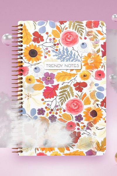 KESKİN COLOR 13x21 Cm Unlined 96 Sheets Hard Cardboard Cover Ring Notebook 60 Gr White Paper