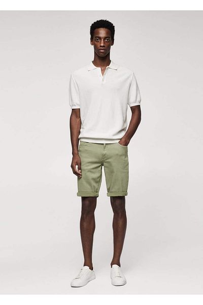 MANGO Man Pánské bermudy Slim Fit Denim