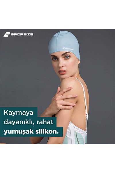 Sporsize قبعة سباحة من السيليكون - قبعة سباحة من السيليكون للبحر وحمام السباحة