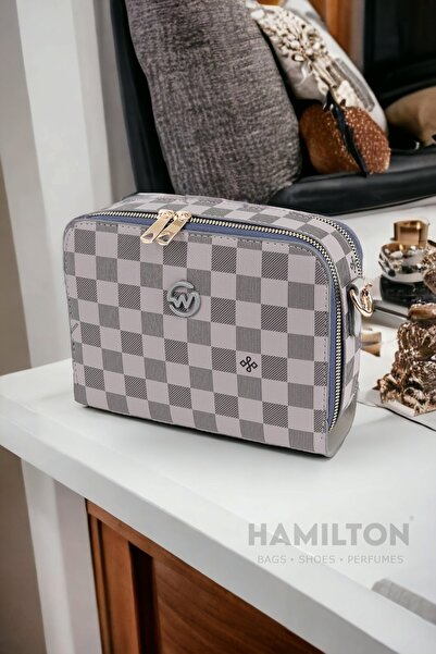 HAMILTON Geantă originală pentru femei, cu curea încrucișată reglabilă, din piele, cu model texturat, cu doi ochi, elegantă pentru umăr și cutie de mână