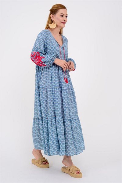 ZTO Women's Embroidery Embroidery Detail Dress