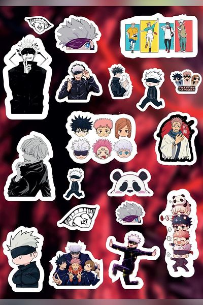 Anime Marketi مجموعة ملصقات Jujutsu Kaisen مكونة من 19 قطعة - ملصق للكمبيوتر المحمول والهاتف والكمبيوتر المحمول