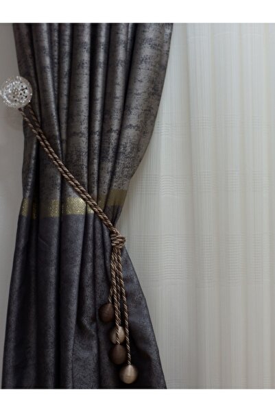 DÖRTTOP Modern Sarım 4 Toplu Braçol Yan Bağlama Perde Aksesuarı Halat Kruvaze...