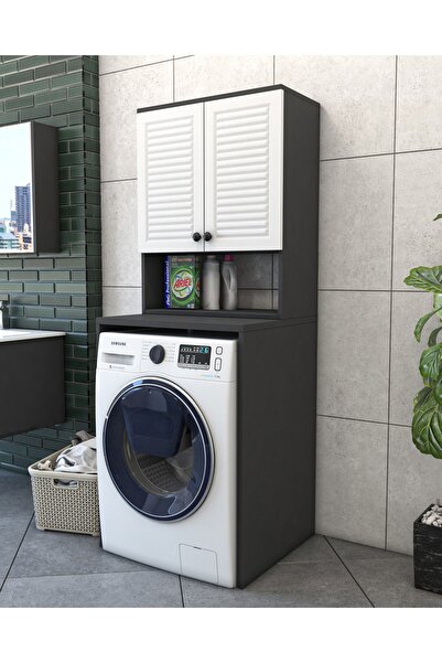 Yıldız elegance Banyo Dolabı Çamaşır Makinesi Dolabı Luxe Antrasit-beyaz