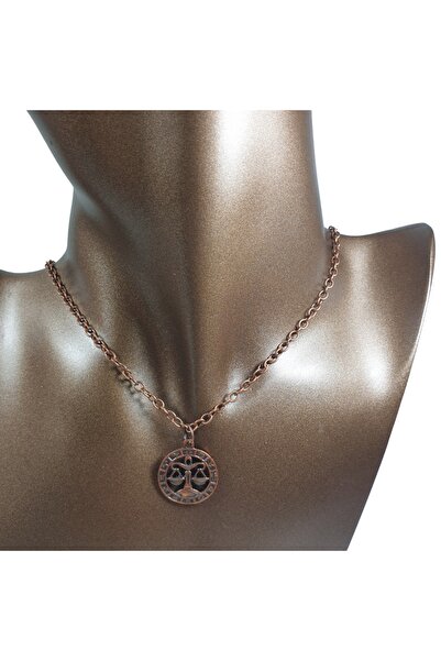 Ororabutik Bakır Renk 25mm Terazi Burcu Figürlü Kolye