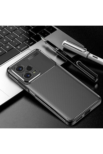 Fibaks جراب Redmi Note 12 Pro 5G من ألياف الكربون مع غطاء حماية للكاميرا ملون