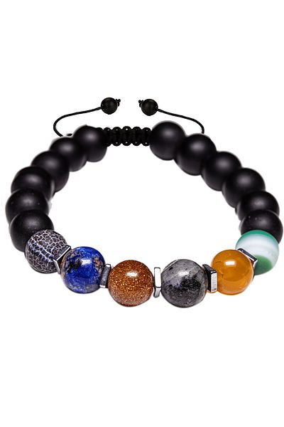 Tesbih Atölyesi Certified Healthy Old Age Natural Stone Bracelet (Agate Jasper Star Lapis Onyx Stone)