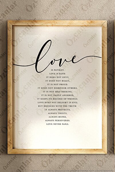 ÖZCANLAR ÇERÇEVE Çerçeveli Çoklu Tablo Modern Çerçeveler Ev Dekoru Konsept 3'lü Ahşap Çerçeve Love Home Yazılı