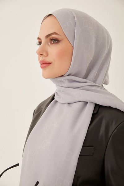 FRESCO SCARFS Γυναικείο Hijab Μεταξένιο Βαμβακερό Ζακάρ G Σάλι*ασημί