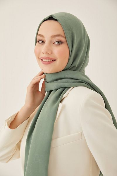 FRESCO SCARFS Γυναικείο Hijab Μεταξένιο Βαμβακερό Ζακάρ G Σάλι*μουχλά Πράσινο