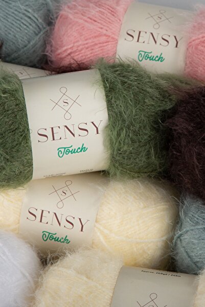 SENSY Premium Touch Hand Knitting Yarn Μπλούζα Πουλόβερ Σχοινί Γούνα Εμφάνιση Σχοινί Φουλάρι Beanie Λούτρινο Παιχνίδι Σχοινί Χακί