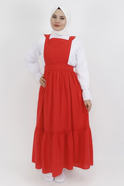 Butik Keten Kumaş Gömlekli Jile Elbise