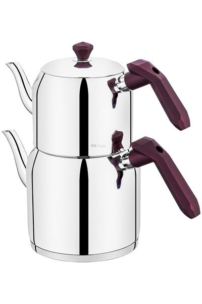 ÖZLİFE Gala Aile Boyu Sade Kulplar Mor Çaydanlık Takımı