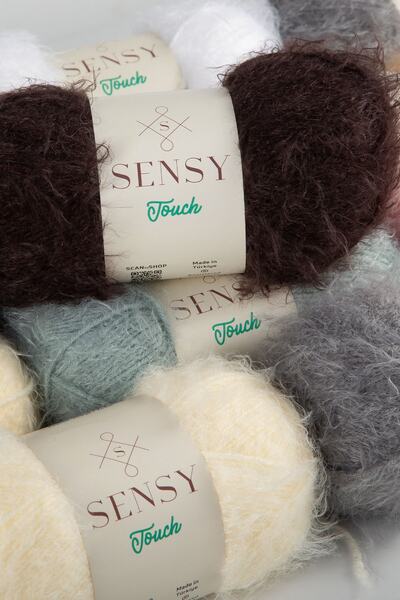 SENSY Touch El Örgü Ipi Bluz Hırka Kazak Ip Kürk Görünümlü İp Atkı Bere Peluş Oyuncak İp Bej