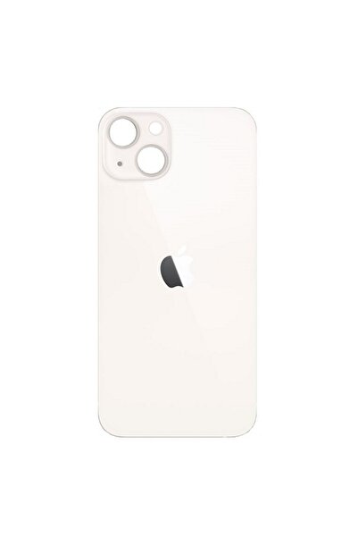 Genos Iphone 13 Modeli Uyumlu Arka Cam Kapak Beyaz Renk Bighole