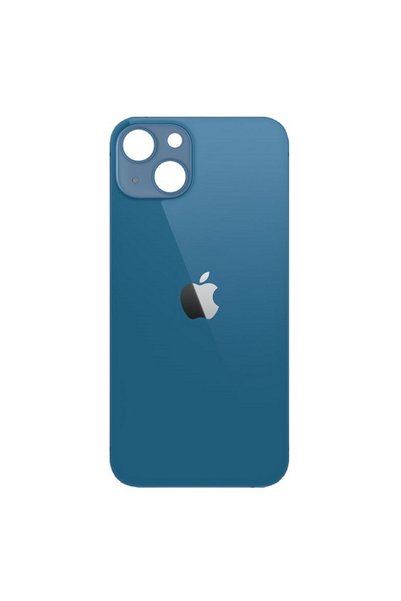 Genos Iphone 13 Modeli Uyumlu Arka Cam Kapak Mavi Renk Bighole