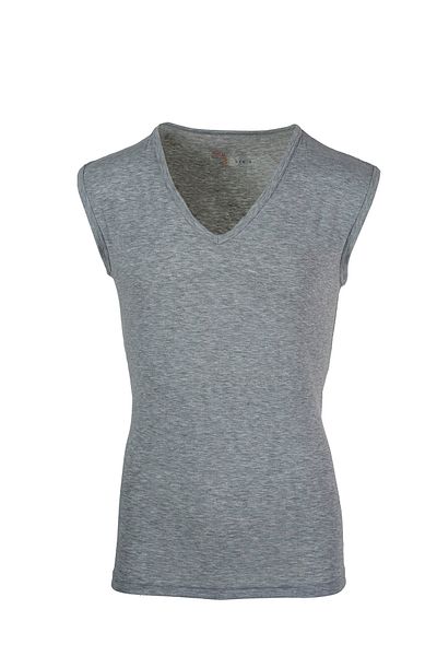 BSM Men's Modal Cotton Gray Dip-col V-neck Soft Undershirt