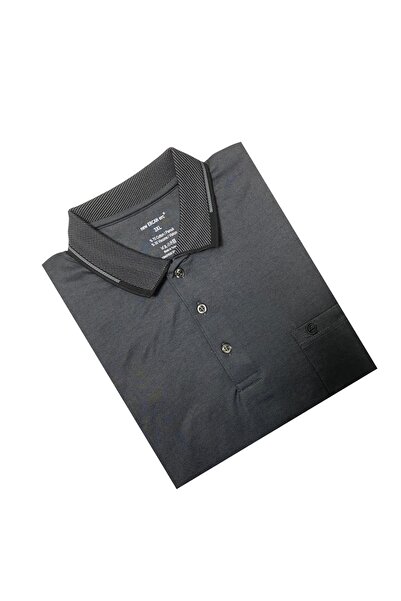 Sadık Collection Ercan Ανδρικό μπλουζάκι με κοντό μανίκι με λαιμόκοψη μεγάλου μεγέθους με τσέπη καπνιστό χρώμα 0170
