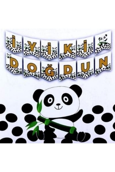 parti sürprizi Σετ πανό για χαριτωμένο Panda Happy Birthday