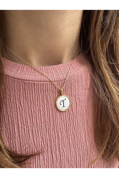 Everglow Jewelry Asansörlü Sedef T Harfi Gold Kolye