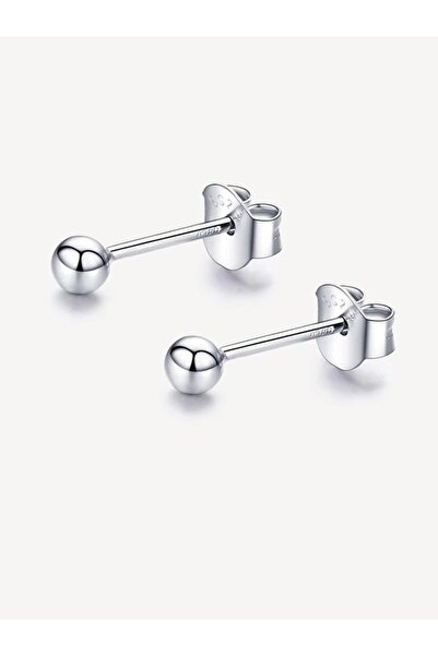 bymissmücevherat Top Gümüş Minimal Unisex Küpe 3 Mm