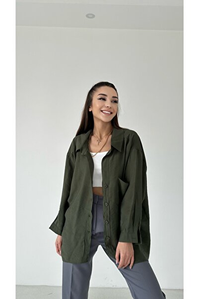 BUTİKKCE Oversize Düşük Omuz Gömlek %100flamlı Ketenden Üretilmektedir