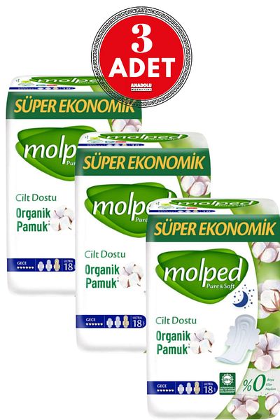Molped Pure Soft Sanitary Pads - Night Super Economical 3 Pieces of 18