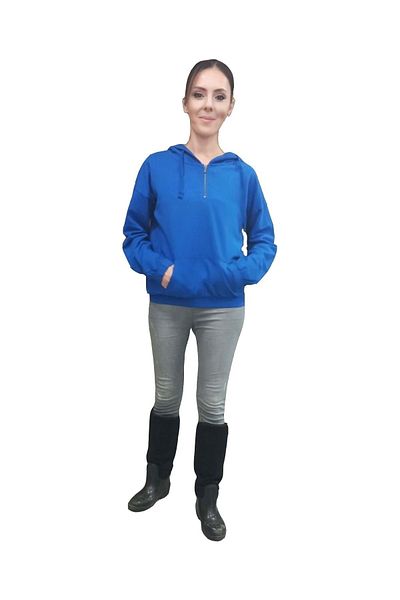 HNS Sweat cu fermoar cu guler Saks Blue Mariqeita - L