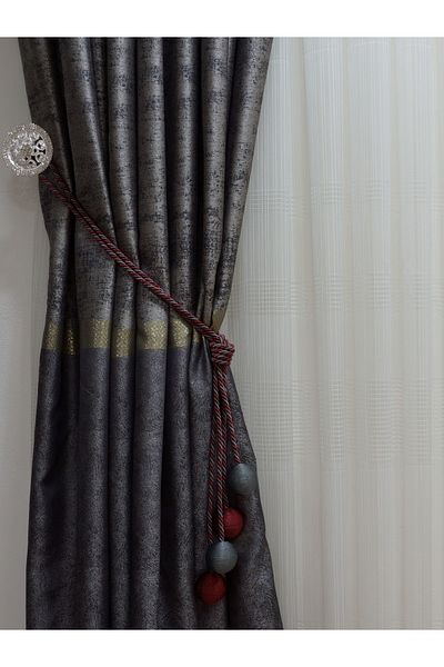 DÖRTTOP Modern Winding 4 Ball Braçol Side Tie Curtain Accessory Rope Double Breasted Hanger Darkgrey&burgundy
