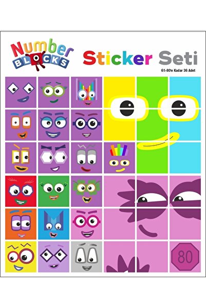 Printhome Number Blocks Matematik Eğitici Birim Küp Snapcubes /61-80 Sticker 36 Pcs
