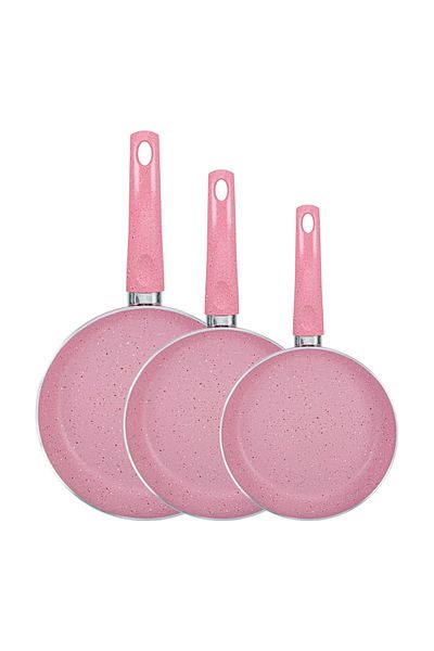 blueline Set of 3 Granite Pans - Fireproof and Nonstick
