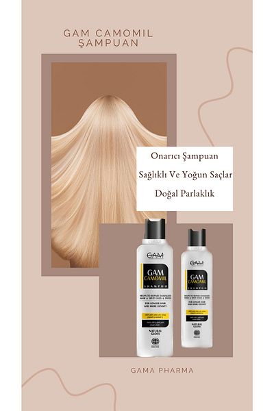 GAM Camomil 275 ml - Damaged Hair, Broken Hair Ends and Dyed Repair Shampoo