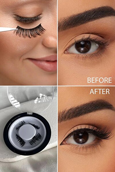 mrcans Manyetik Mıknatıslı Yarım Kirpik Kedi Gözü Kirpik Bakışı Çekik Göz Görünümlü