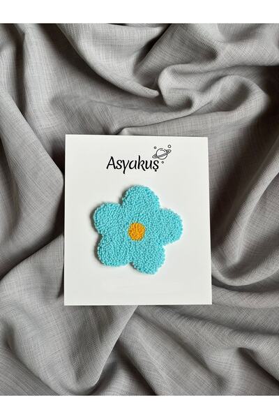 asyakuş Efsarstudio Handmade Blue Daisy Punch Broderie Femei Cataramă automată